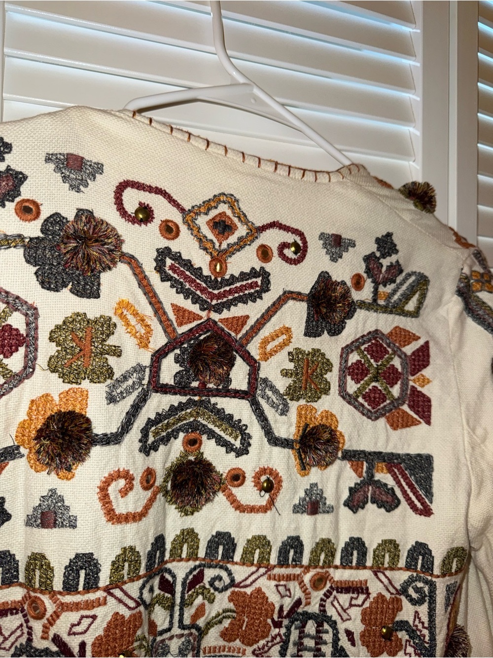 ZARA Embroidered Boho Women's Jacket - Cream size S - Picture 5 of 6
